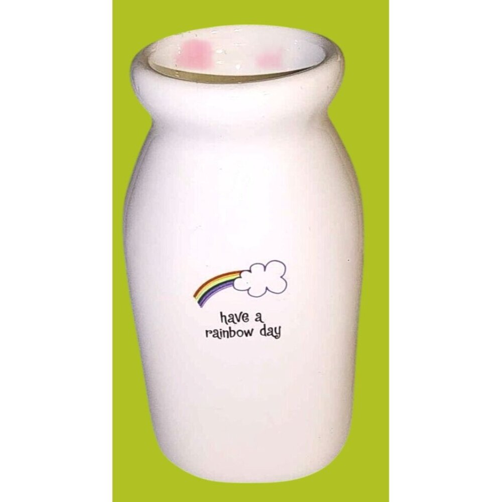 Vintage GANZ 6x3x3 " Have a Rainbow Day" Bud Vase Super Cute Ceramic •Q4